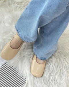 둥근 기본 데님 메리제인 플랫