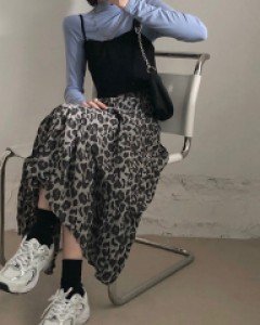 밴딩 레오파드 호피 캉캉 스커트 치마