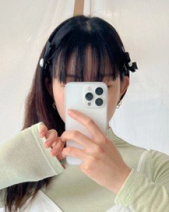 블랙 리본 진주 집게핀 머리핀