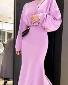 크롭 맨투맨 머메이드 스커트 세트