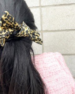 전도연 호피 무늬 새틴 곱창밴드 스크런치