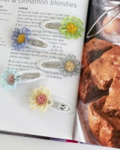 비즈 꽃 똑딱핀 헤어핀