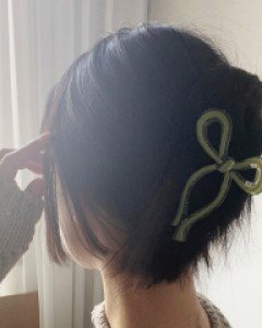 라인 컬러 리본 집게핀