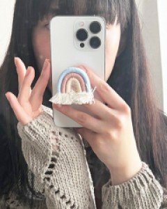 파스텔 니트 무지개 그립 톡홀더 스마트톡