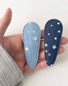 별 장식 데님 똑딱핀