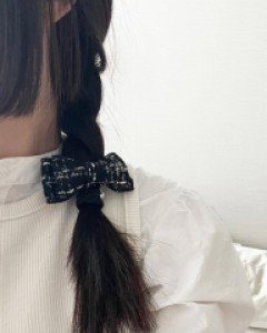 여름 트위드 리본 머리핀