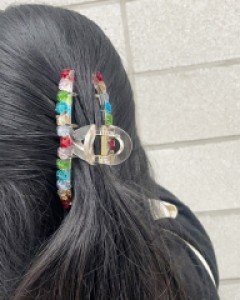 크리스탈 투명 곰돌이 14cm 11cm 올림머리 집게핀