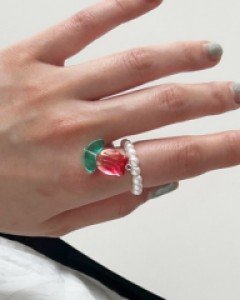 진주 튤립 반지 링