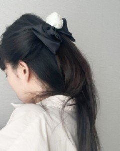 새틴 장미 리본 머리핀