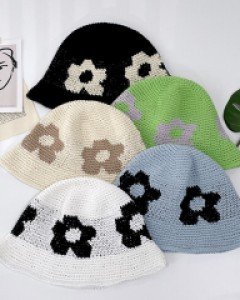 꽃 니트 와이어 버킷햇 벙거지