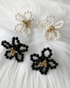 골드 수술 비즈 꽃 귀걸이