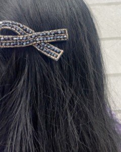 비즈장식 롱 리본 옆핀 집게핀 헤어핀