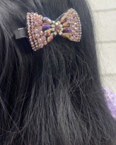 비즈장식 화려한 리본 집게핀 헤어핀