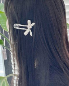 금속 하트 리본 헤어핀 머리핀