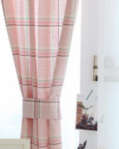 바닐라체크커튼-핑크컬러