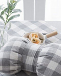 [28%%sale]플레인깅엄체크 리본쿠션