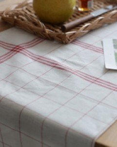 프랜치린넨 체크 식탁러너 겸 바란스