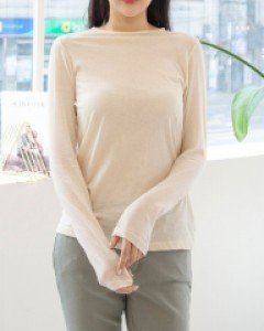 P9576 코튼 라운드넥 루즈핏티(블랙)