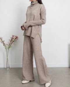 A3274 꽈배기 터틀넥 니트 앤 팬츠세트