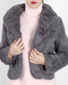 A3413 숄카라 리얼 토끼털 숏자켓