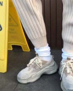 세일 어글리슈즈 고프코어 하이엔드 5센티 가죽운동화  leather 100