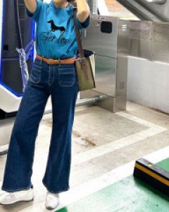 와이드핏 진청 청바지