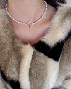 실버925 토글바 진주목걸이 6mm 45cm