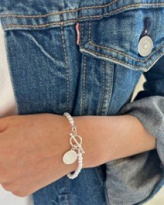 실버925 여왕펜던트 토글바 진주팔찌