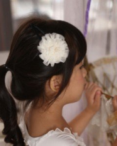 화이트꽃 왕똑딱핀