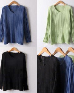 EB 컬러브이넥골지긴팔티(I242H309)