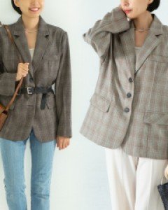 CM 체크패턴쓰리버튼자켓(K310H408)