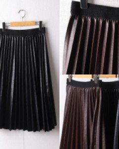PS 플리츠레더밴딩스커트(F915H112) 진브라운 1(26-30)