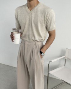 모츠 브이넥 헤라시 반팔니트 5color