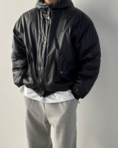 비터 코팅 오버핏 후드 패딩점퍼 4color