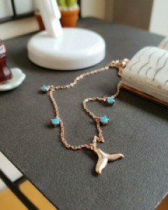 터키석 돌고래 꼬리 은 팔찌 실버 925 핑크골드 12월 탄생석