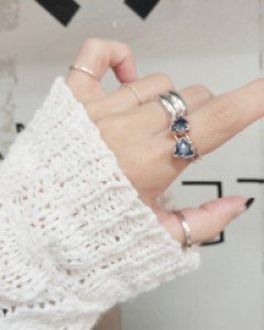 실버 925 블루 원석 은반지 화이트 핑크 링