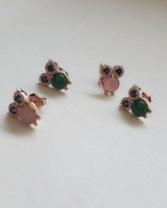 원석 부엉이 귀걸이 실버 925