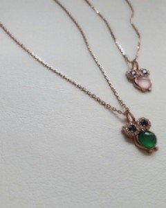 원석 부엉이 목걸이 실버 925