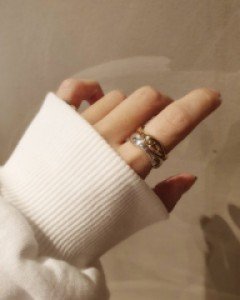 볼륨 물결 은 반지 실버 925