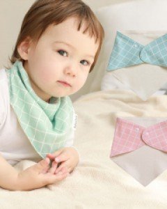 체크 민트 핑크 아동 스카프빕 204461