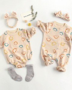 (스크래치) 방긋방긋 유아 바디슈트와우주복헤어밴드