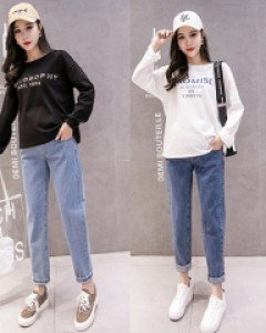 임산부 일자 데님 청바지(M-XXL)204640