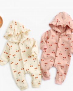 (스크래치) 체리방울 프릴 기모 유아 후드 우주복