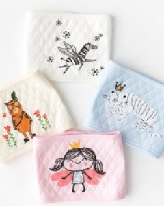 (스크래치) 동물과 공주 유아 배앓이방지배가리개 랜덤2개