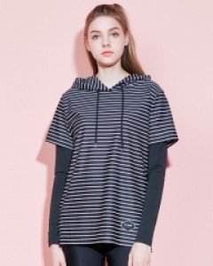 ★래쉬가드★ hood 레이어드 래쉬가드(unisex) black스트라이프