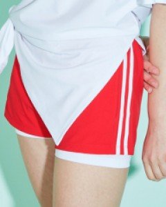 ★Rash guard★ double line cover up swim short WOMEN red