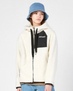 Boucle fleece hooded zip-up jacketivory(unisex)