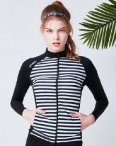 ★Rash guard★ AJ-WZ01 slim stripe zip-up black