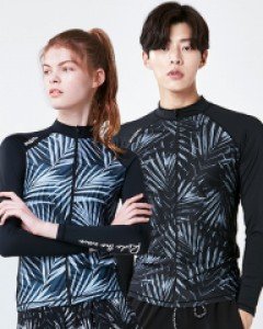 ★Rash guard★ AJ-WZ02 slim farm tree zip-up black