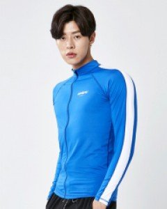 ★Rash guard★ AJ-MZ03 sleeve line zip-up blue
